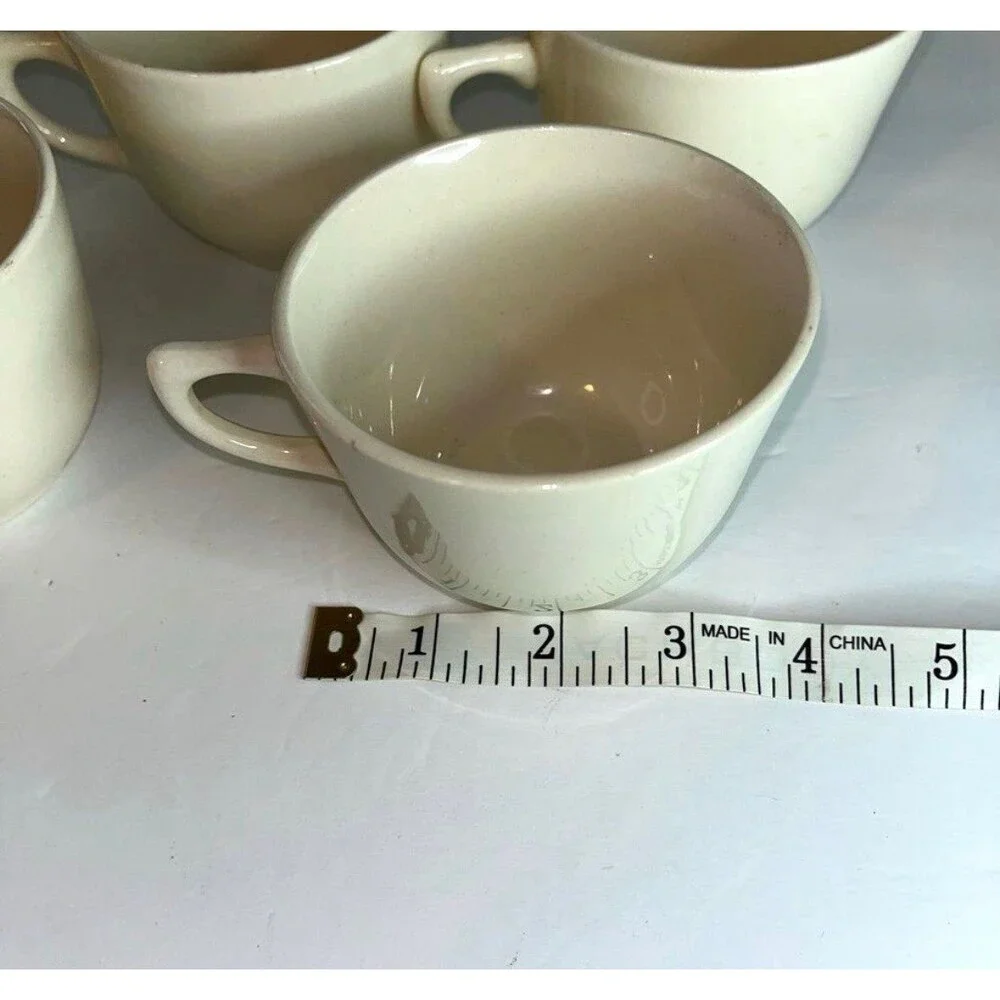 Vintage JG Meakin England Coffee Cups Diner Mug Style Cream Ironstone Set